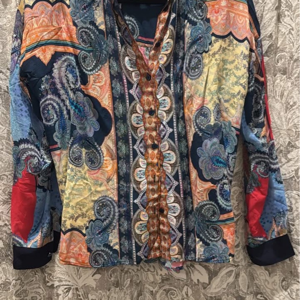 Johnny Was Multicolor Paisley Blouse